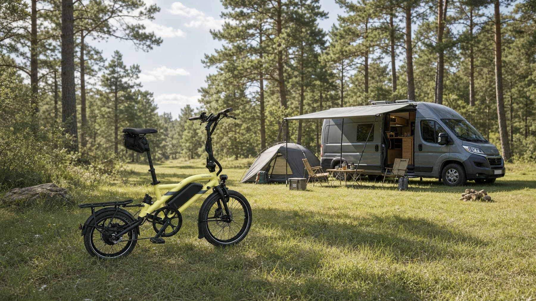 Steereon B25 am Campervan im Wald